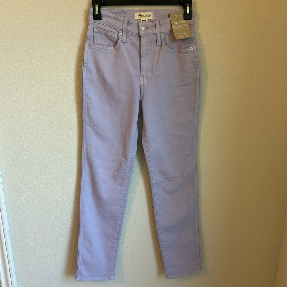 Madewell Jeans Womens 24 Mid Rise Stovepipe Lavander Slim Magic Pocket NWT
